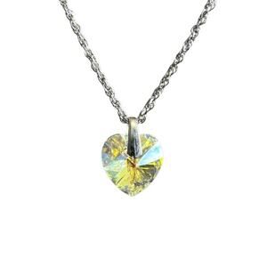 Swarovski Crystal AB Heart Pendant on Silver Chain Necklace
